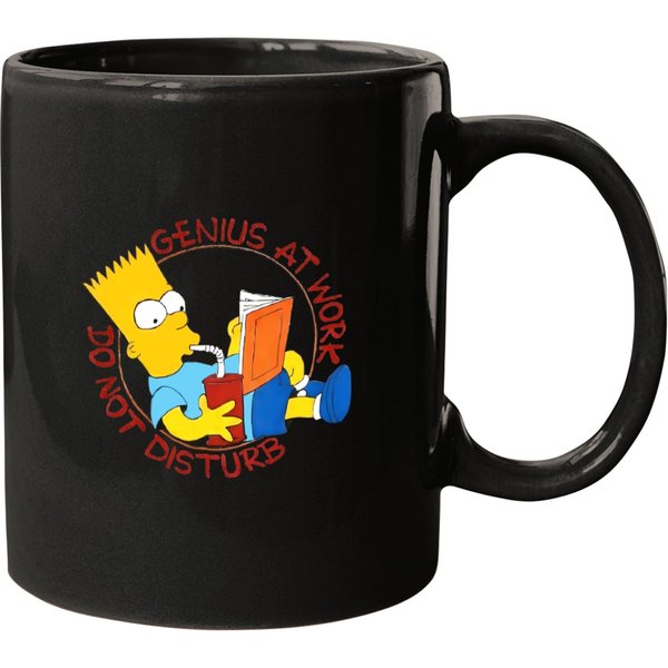 Vintage 1990 Bart Simpson, Bart Simpson Genius At Work Do Not Disturb Mugs, Funny Mugs-image