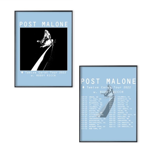 Post Malone Twelve Carat 2022 Tour Poster Set, Post Malone Poster Set-image