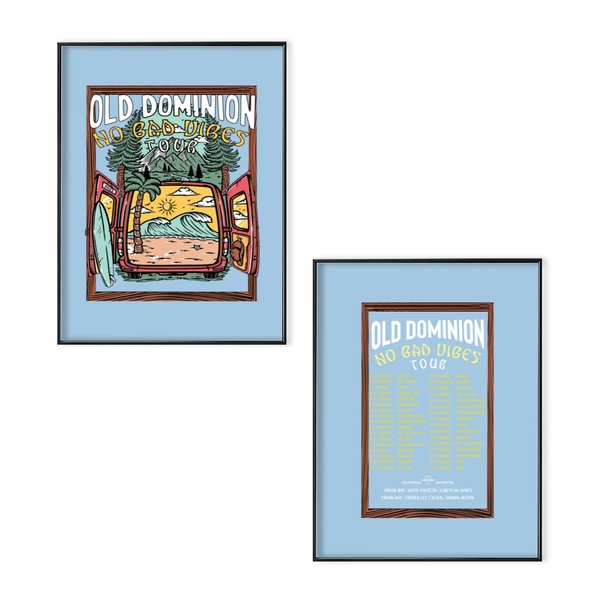 Old Dominion Band No Bad Vibes Tour 2023 Poster Set, Old Dominion Tour Merch-image