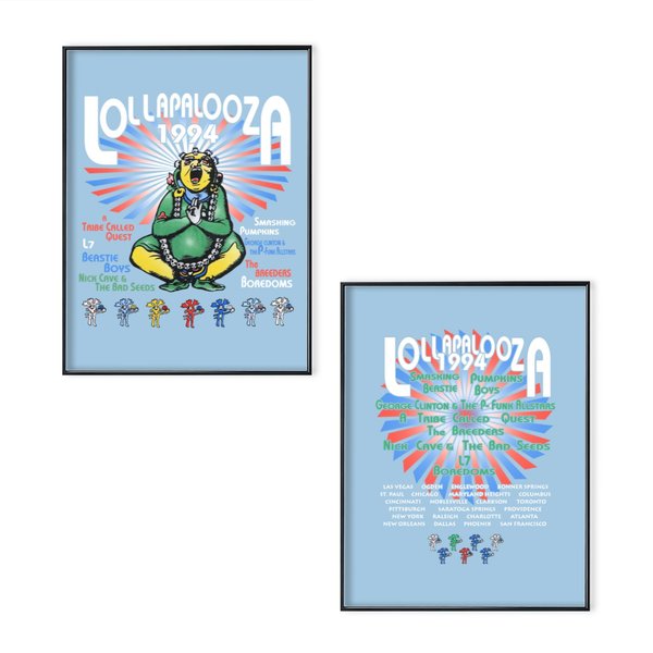 Vintage 1994 Lollapalooza Tour Poster Set, Lollapalooza Tour 1994 Music Festival Concert Poster Set-image