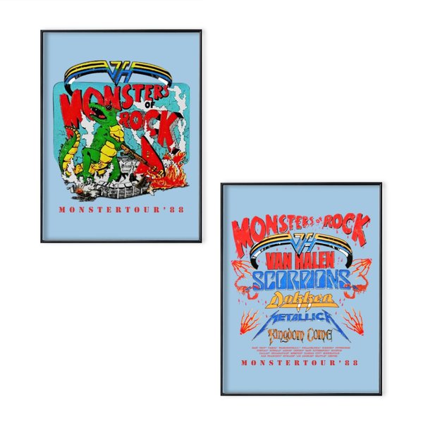 Monster Of Rock Poster Set, Vintage 1988 Monster Of Rock Tour Concert Poster Set-image