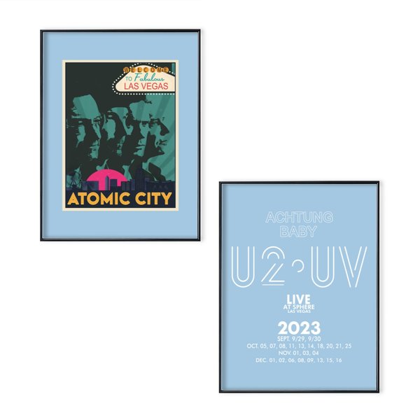U2 Las Vegas Sphere 2Sided Poster Set, U2 Atomic City Poster Set-image