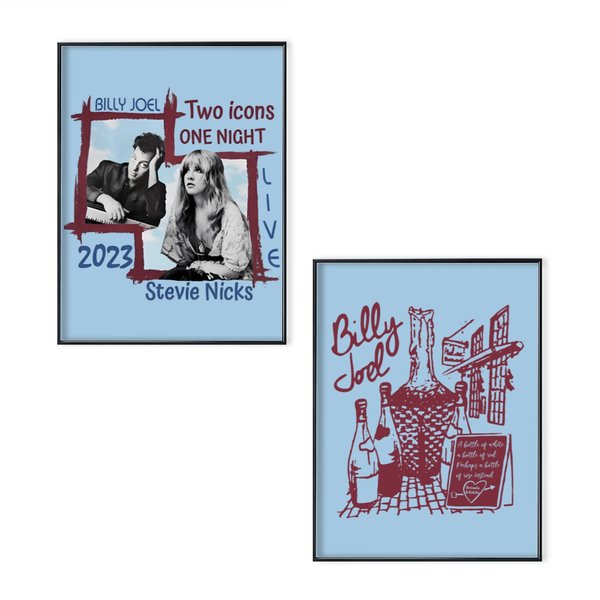 Billy Joel Concert Tour 2023 Poster Set, Billy Joel Stevie Nick Two Icons One Night Poster Set-image