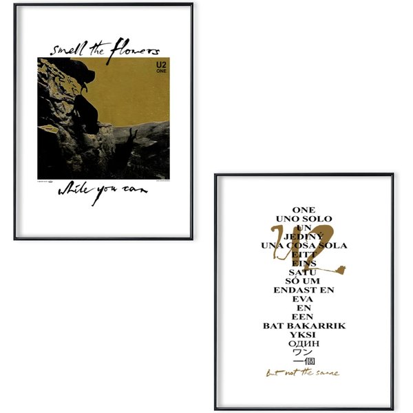 Vintage U2 One 1990 Merch Smell The Flowers While You Can Tour Poster Set-image