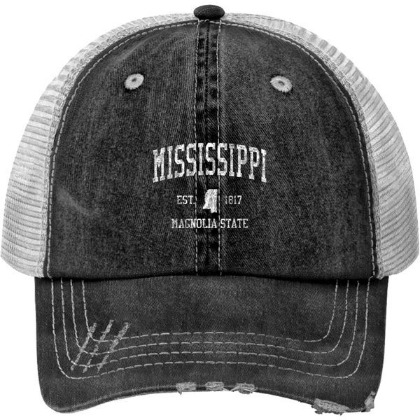 Mississippi Vintage Sports Design Print Trucker Hats-image