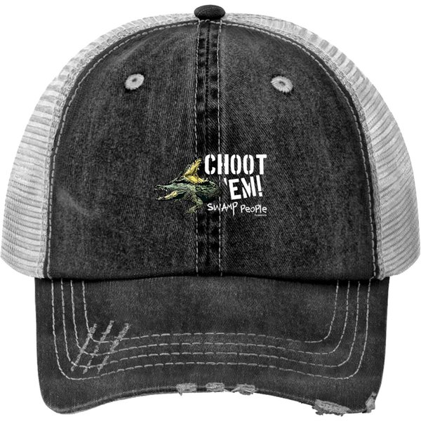 Womens History Swamp People "Choot 'Em!" V-Neck Print Trucker Hats-image