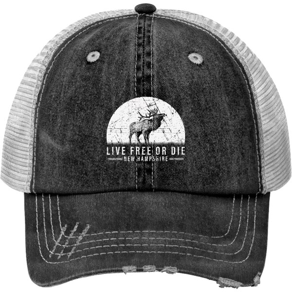Live Free Or Die New Hampshire Nature Vintage Graphic Pullover Print Trucker Hats-image