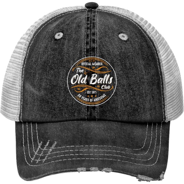 Old Balls Print Trucker Hats Mens Old Balls Club 50 Years Awesome Fifty 50Th Birthday-image