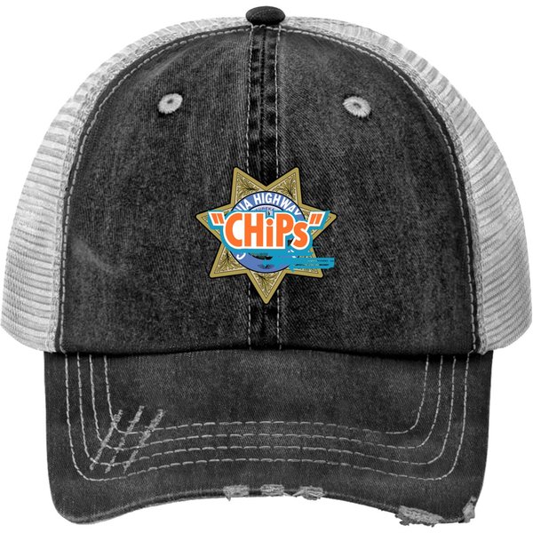 Chips Police Badge - Chips - Print Trucker Hats