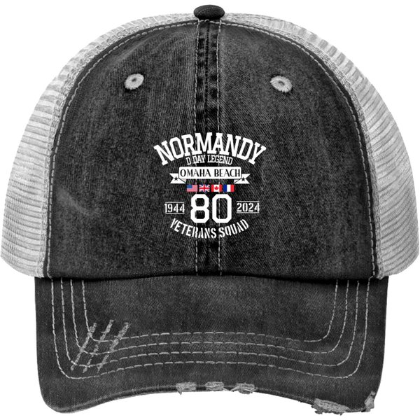 D Day 80Th Anniversary Omaha Beach Print Trucker Hats-image