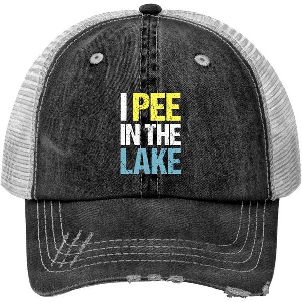 Lake Print Trucker Hats I Pee In The Lake Funny Summer Vacation-image