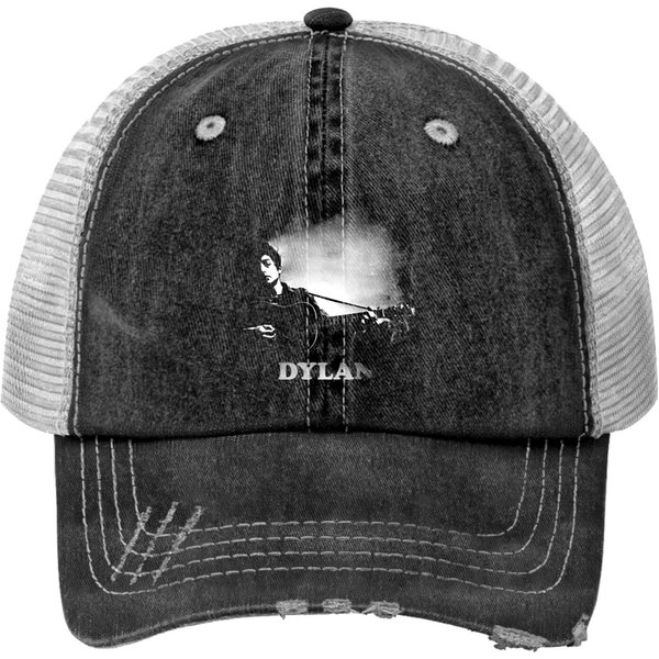 Bob Dylan Unisex Print Trucker Hats: Guitar & Logo-image
