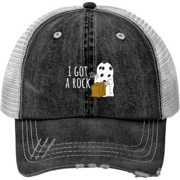 I Got A Rock Print Trucker Hats, Charlie Brown Halloween Print Trucker Hats-image