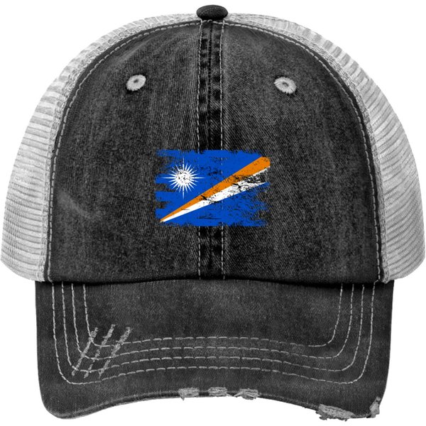 Marshall Islands Print Trucker Hats Gift Country Flag Patriotic Travel Oceania Light-image