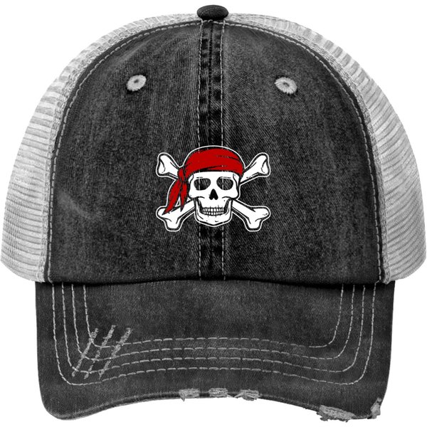 Pirate Skull Head Print Trucker Hats-image