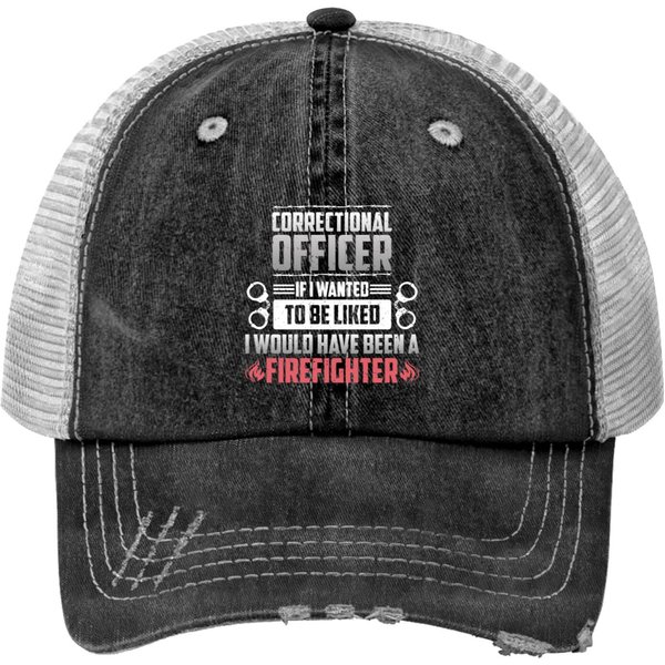 Liked Corrections Officer Thin Silver Line Police Print Trucker Hats-image