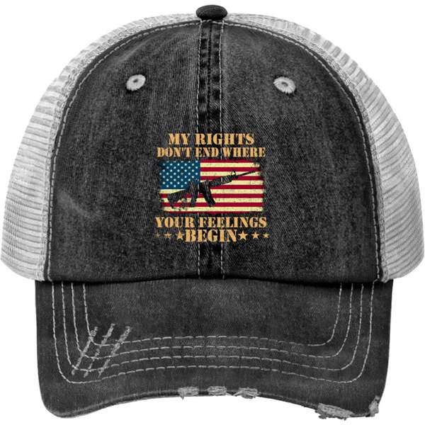 My Rights Don't End Where Your Feelings Begin Print Trucker Hats-image