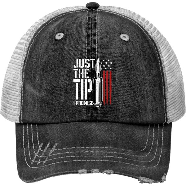 Just The Tip I Promise Bullet American Flag Print Trucker Hats-image