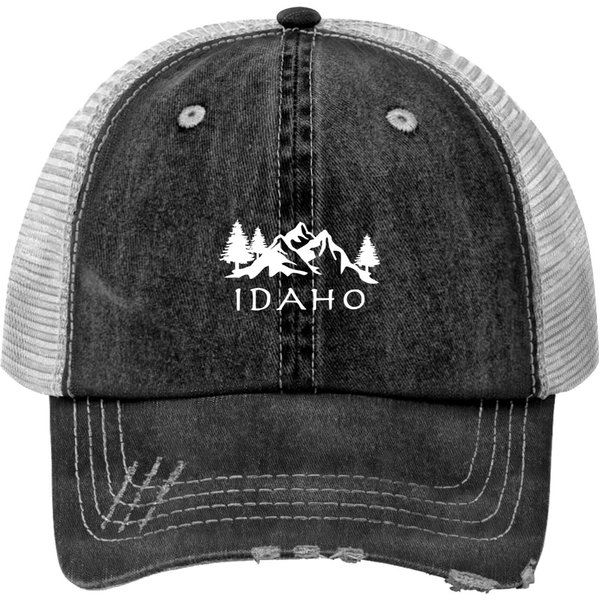 Idaho Mountain And Trees Print Trucker Hats-image