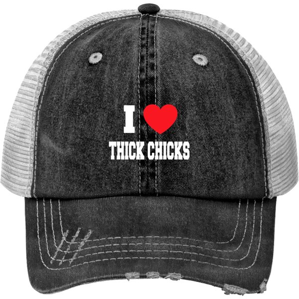 I Love Thick Chicks Print Trucker Hats-image