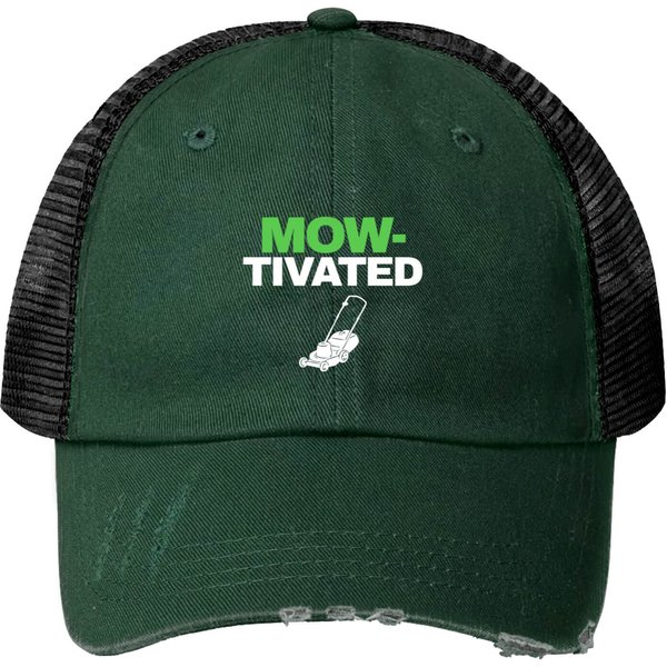 Mow Tivated Mower Lawnmower Garden Gardening Lawn Mowing Print Trucker Hats-image