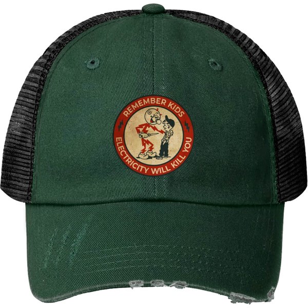 Warning Remember Kids Electricity Will Kill You Print Trucker Hats-image