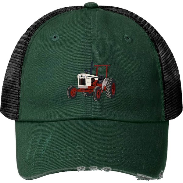 White Tractor Print Trucker Hats-image