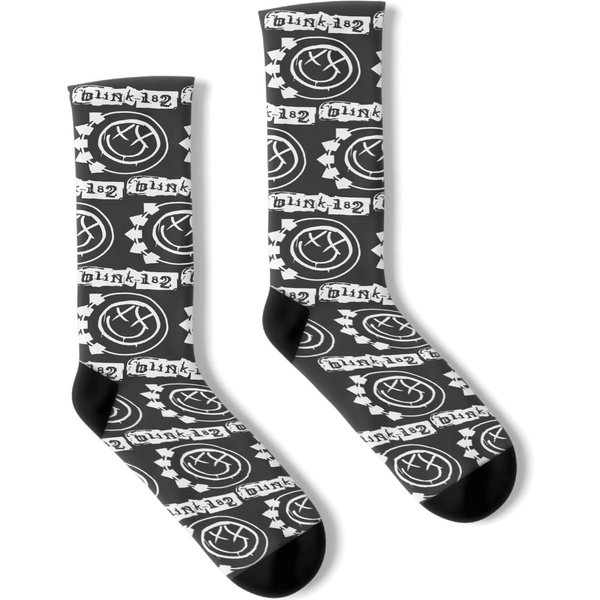 Blink Rock Band Graphic 182 Socks | Smiley Socks Face Blinkssweatshirt-image