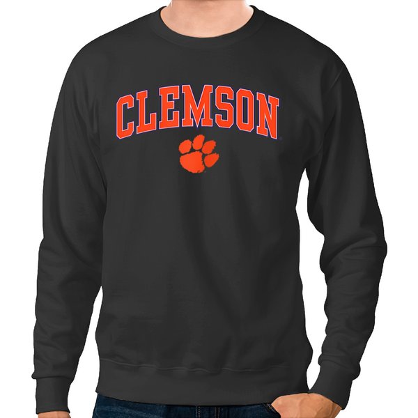 Clemson Tigers Arch Over Heather Gray T Sweatshirts-image