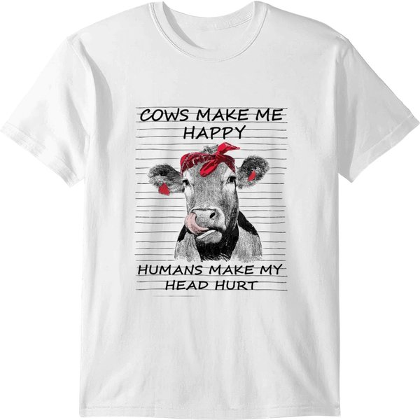 Cows Make Me Happy Humans Make My Head Hurt T-Shirt-image