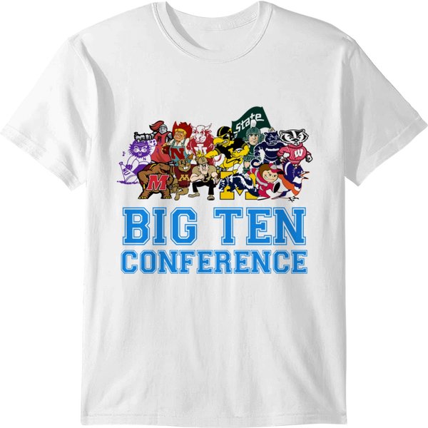 Grey White Big Ten Conference Vintage T Shirts - Big 10 Conference Vintage T Shirts-image