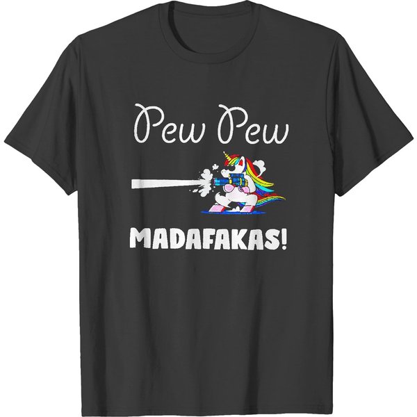 Pew Pew Madafakas Cool Unicorn T-Shirt-image