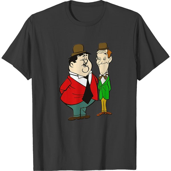 Laurel And Hardy Cartoon T-Shirt T-Shirts-image