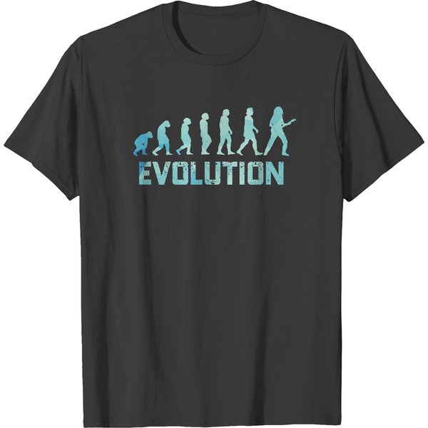 The Evolution Of Men - From Caveman To Guitar Player Funny T-Shirt T-Shirts-image