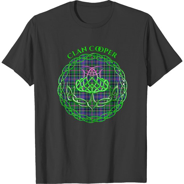 Clan Cooper Scottish Tartan Celtic Thistle T-Shirt T-Shirts-image