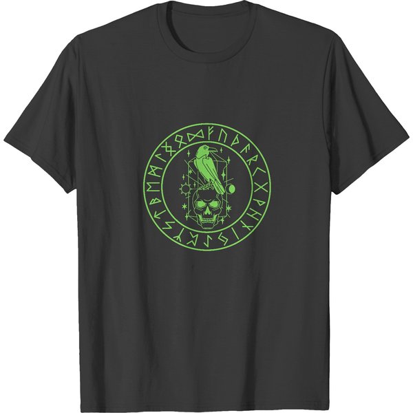 Rune Wheel Raven Odin Norse Viking Gift T-Shirts-image