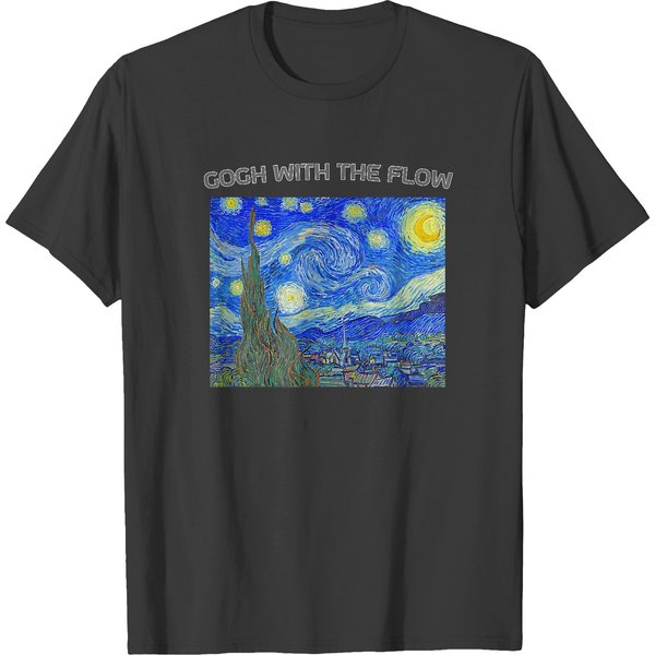 Immersive Van Gogh The Starry Night Gogh With The Flow T-Shirt T-Shirts-image