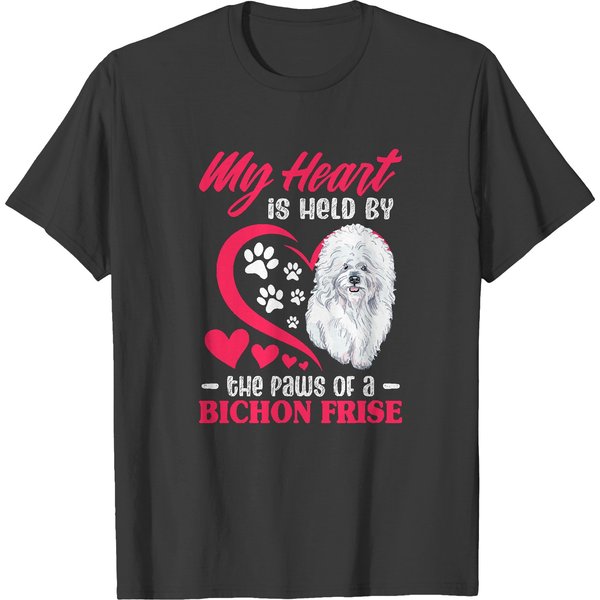 Bichon Frise T- Shirt My Heart Is Held By The Paws Of A Bichon Frise T- Shirt T-Shirts-image