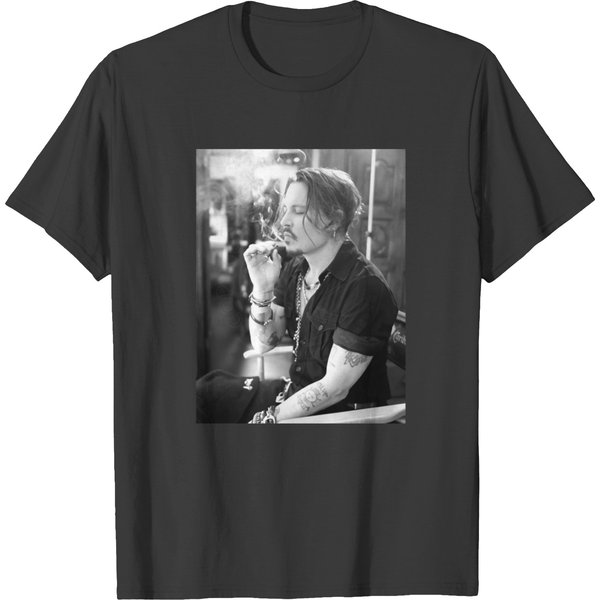 Wallpaper Johnny Depp Black And White T-Shirts-image