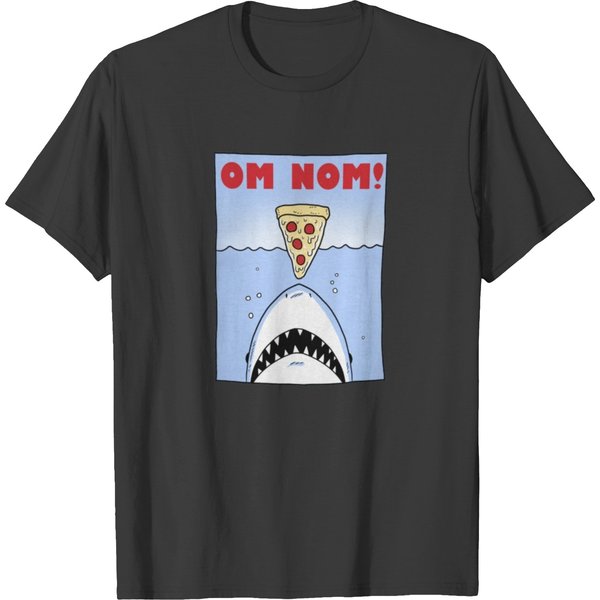 Om Nom Pizza Shark Funny T-Shirt-image