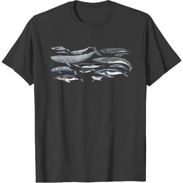 Whale Diversity -Blue, Right, Humpback Whales T-Shirt-image