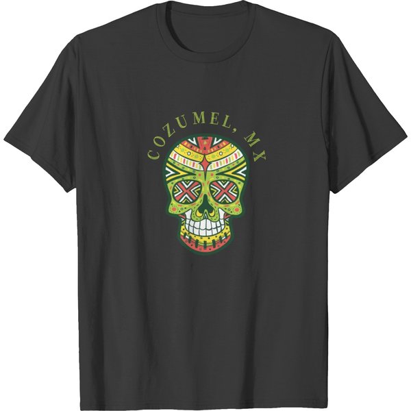 Cozumel Mexico Sugar Skull Souvenir Design T-Shirt-image