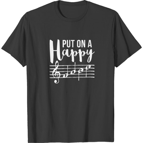 Musical Notes Put On A Happy Face T-Shirt-image