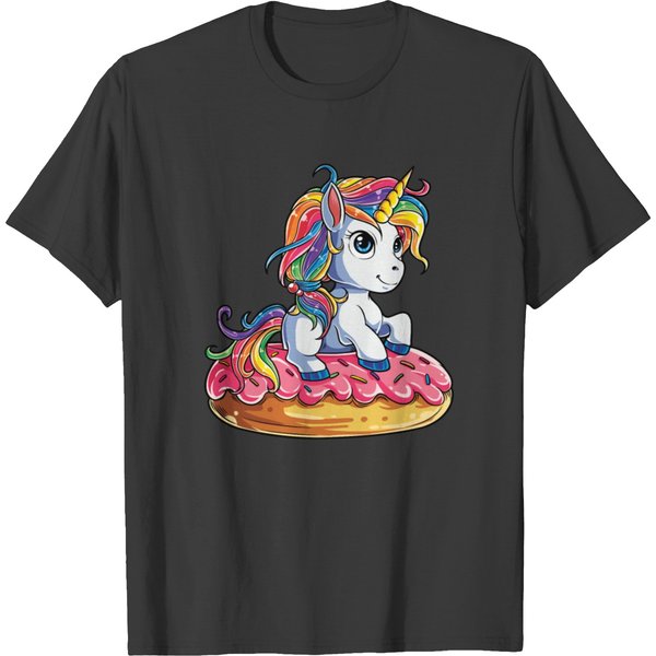 Doughnicorn Unicorn Donut T Shirt Girls Kids Rainbow Squad Cute Gifts Party T-Shirt-image