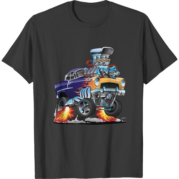 Classic Fifties Hot Rod Muscle Car Cartoon T-Shirt-image