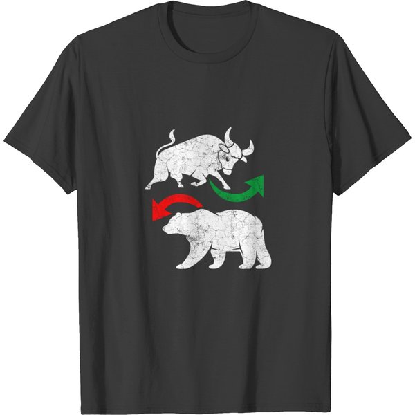 Stock Market Bull And Bear Shares Gift Funny T-Shirt-image