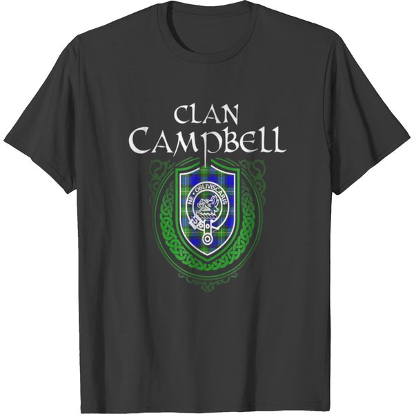 Campbell Surname Scottish Clan Tartan Crest Badge T-Shirt-image