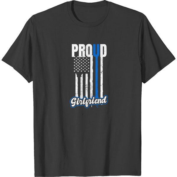 Police Girlfriend Patriotic Us American Flag Gift T-Shirt-image