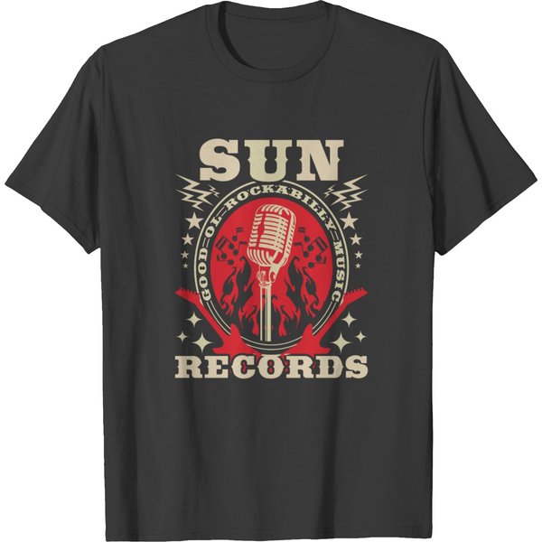 Rockabilly Rocker Records Rock Music Guitar Gift T-Shirt-image