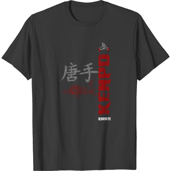 Vertical Kenpo With Chinese Kanji Dragon Red T-Shirt-image